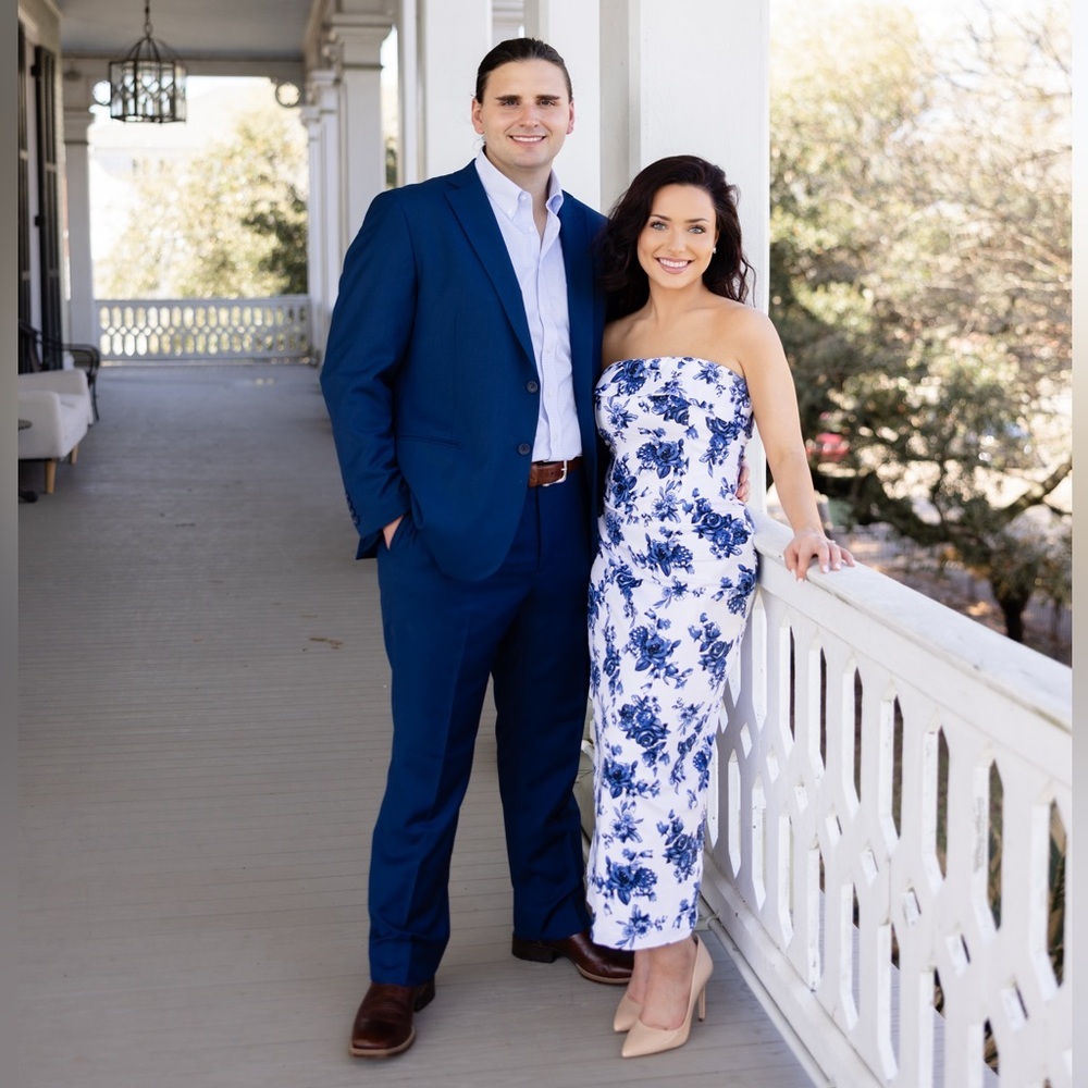 Floral Blue and White Tube Dress - Picture 5 of 7